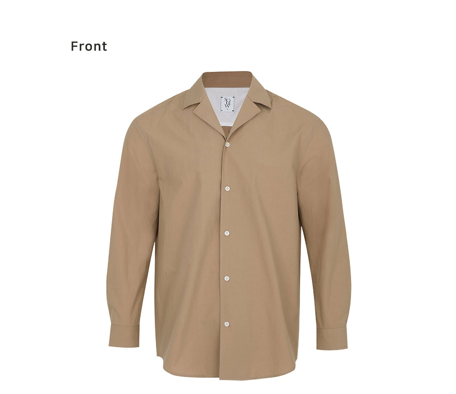 Open Collar Long Sleeve T-shirt Dark Beige | W Concept