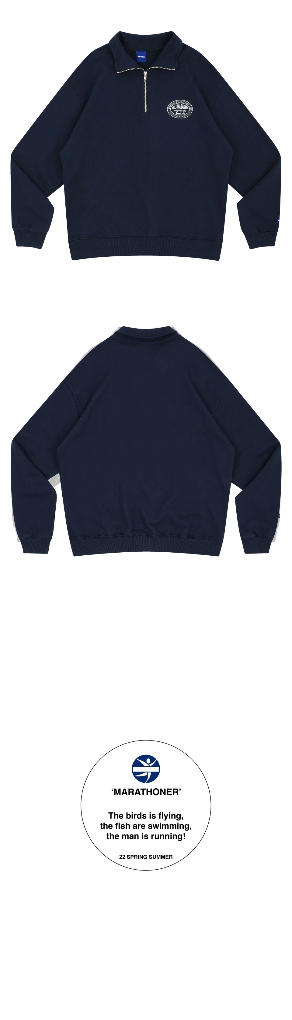 Circle Logo Half Zip-Up Sweatshirt Navy | W Concept