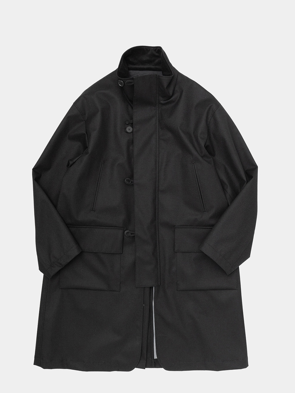 3-Layer Stand Collar Coat _ Black | W Concept