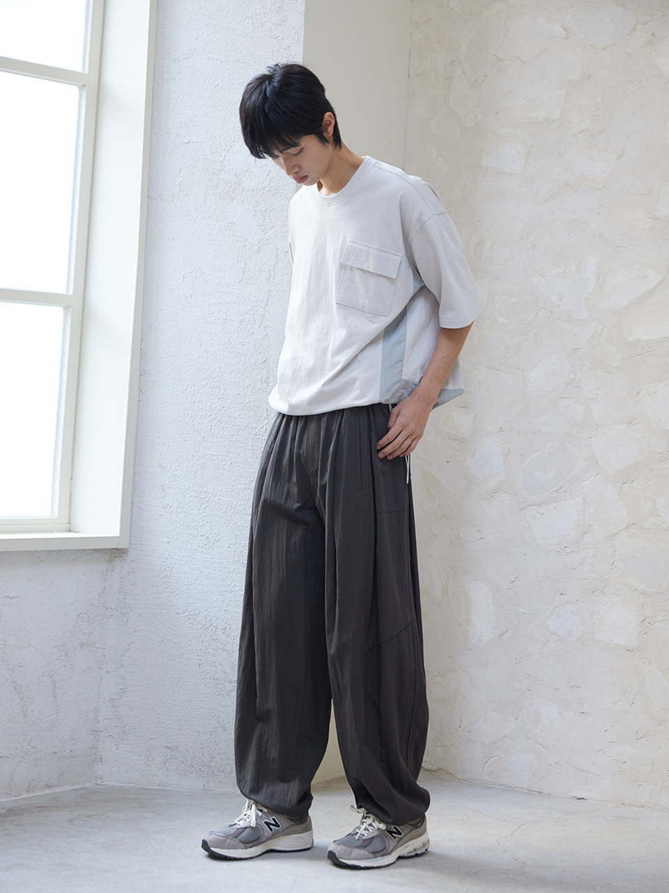 Washed Nylon 6PK Pants [Charcoal]