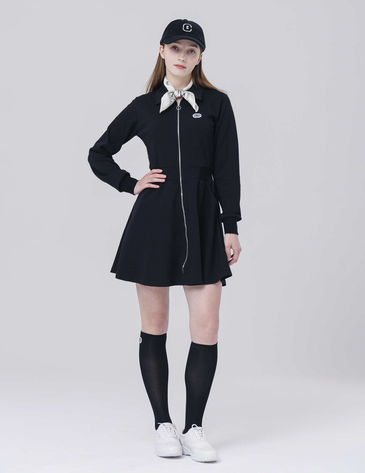 25SS 면 스판 핏 앤 플레어 블랙 원피스 상세 이미지 7