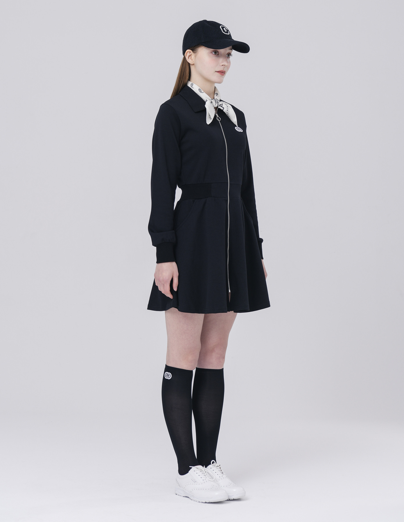 25SS 면 스판 핏 앤 플레어 블랙 원피스 상세 이미지 11