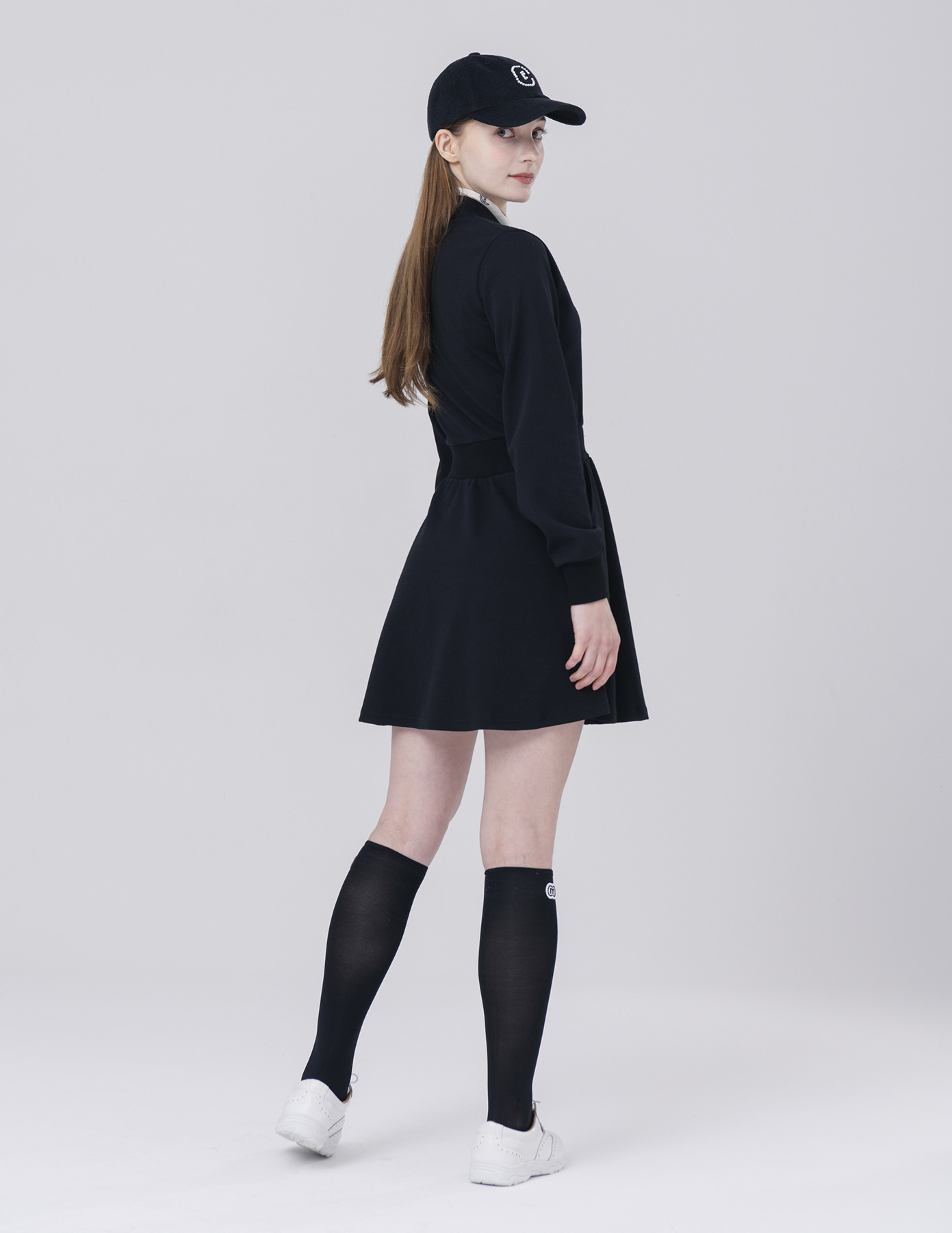 25SS 면 스판 핏 앤 플레어 블랙 원피스 상세 이미지 12