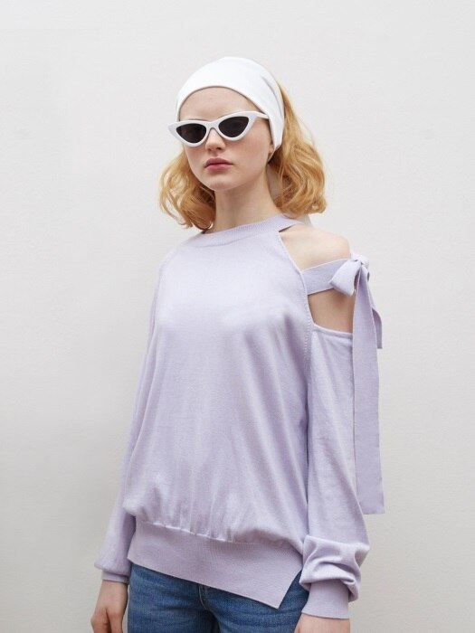 SLIT RIBBON KNIT_light purple