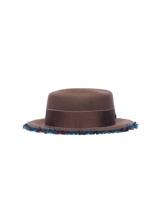 Tweed flat top hat - Beige / Blue