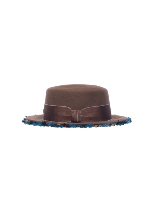 Tweed flat top hat - Beige / Blue