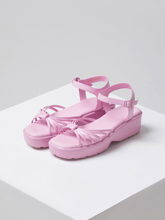 Knotted platform sandal(glow pop pink)