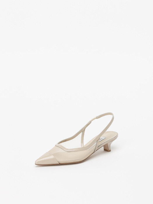Bialy Meshed Slingback Pumps in Cream Ivory Box with Beige Mesh