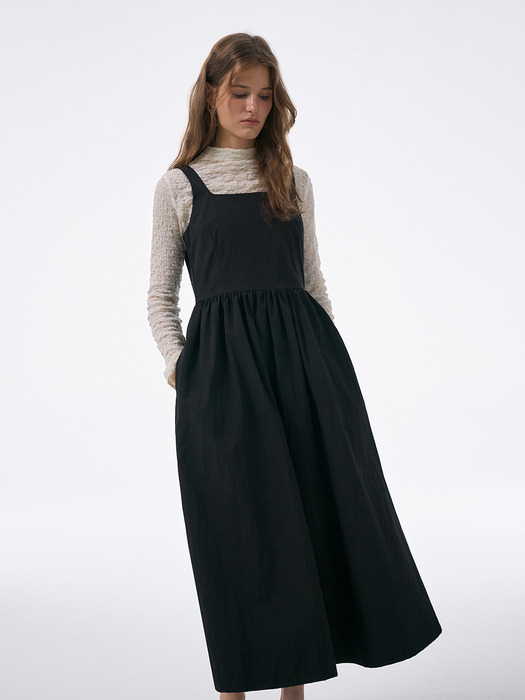 Square-neck Sleeveless Dress[LMBCSUDR808]-Black
