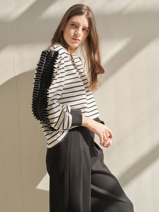 Stripe Pleats Top