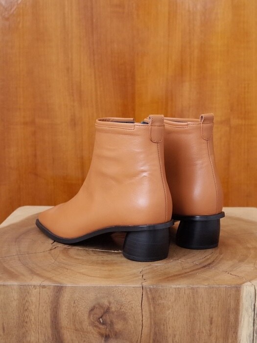 square ankle boots caramel