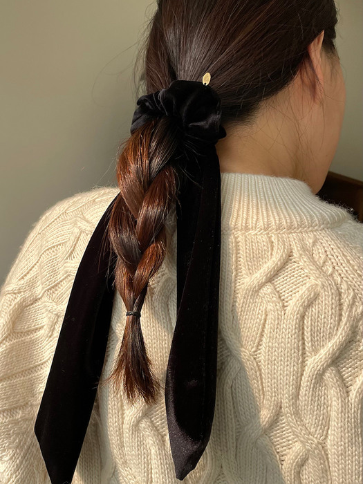 velvet bow scrunchie (Black)