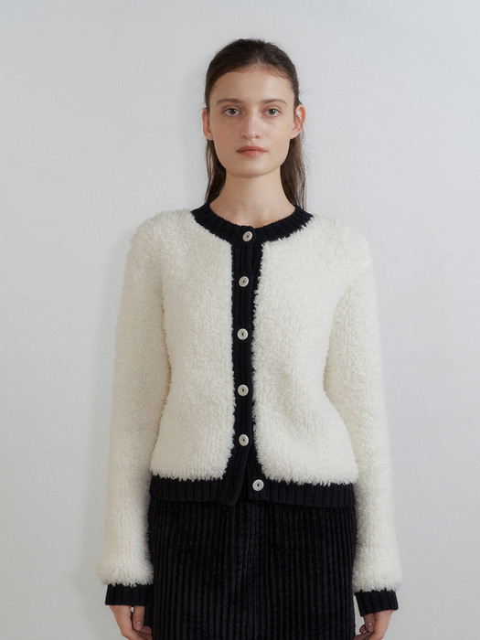 Winter Shearling Cardigan in Ivory