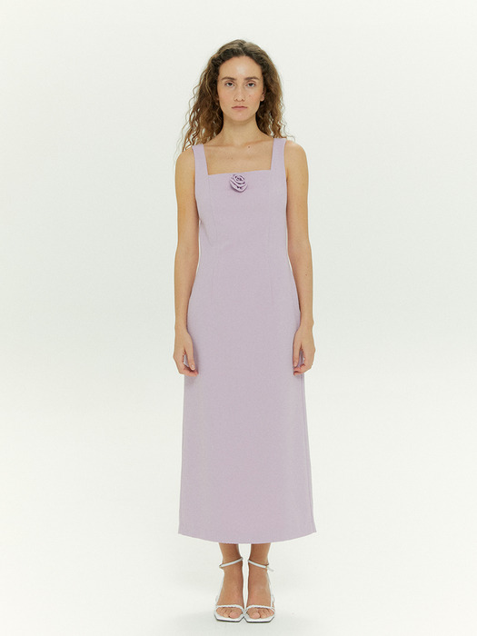 Flower Corsage Line Dress in Lilac