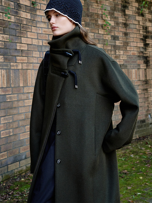 Oscar woodbutton wool coat