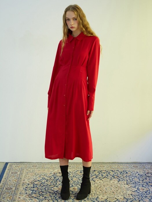 RED BUTTON DRESS
