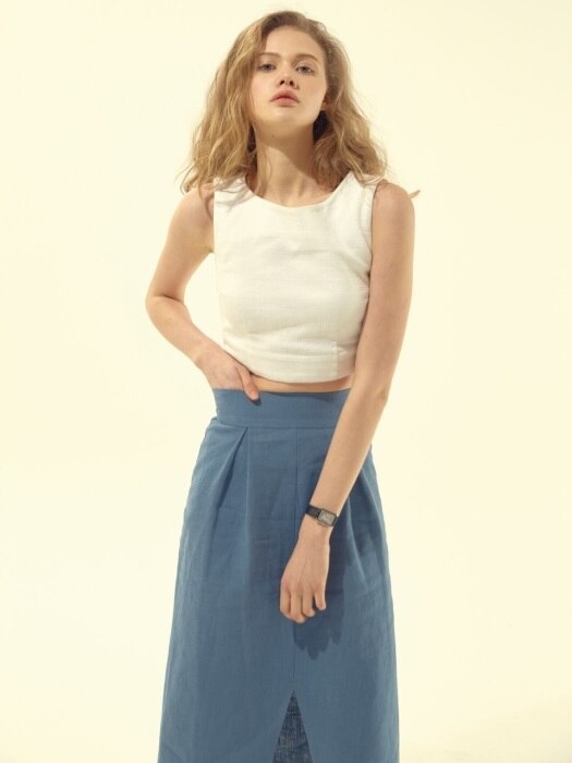 linen skirt (light denim blue)