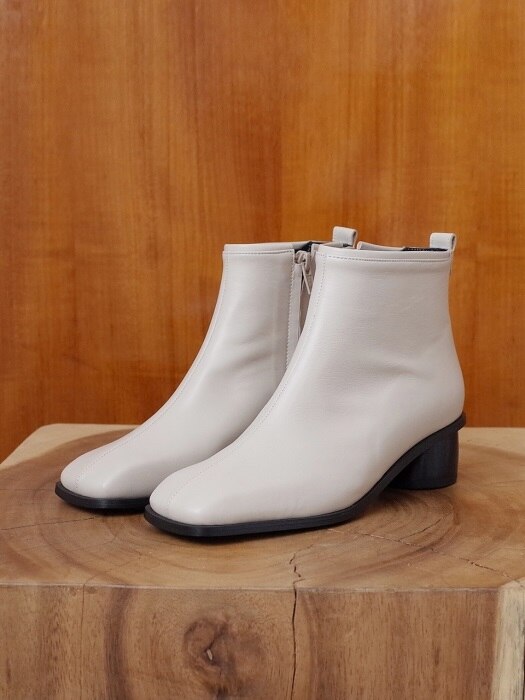 square ankle boots beige