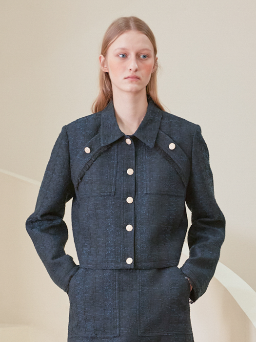 [LINE] Tweed Line Jacket (Navy)