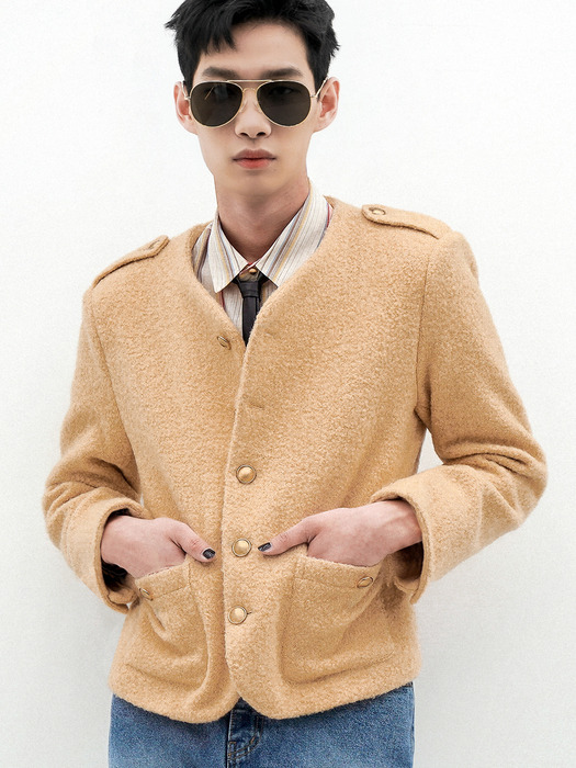 Wool-Blend Boucle Tweed Jacket(Yellow)_UTO-FB14