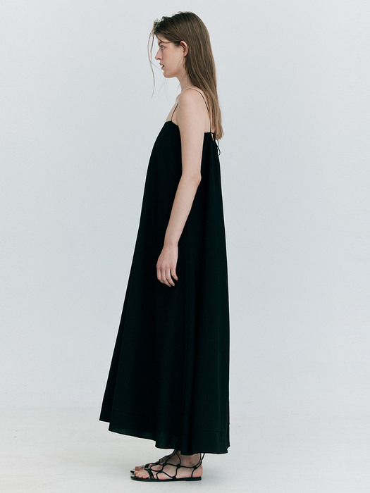 Seersucker Sleeveless Dress_Black