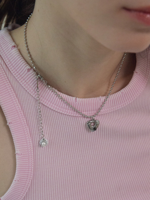 Vintage heart with surgical ball chain necklace