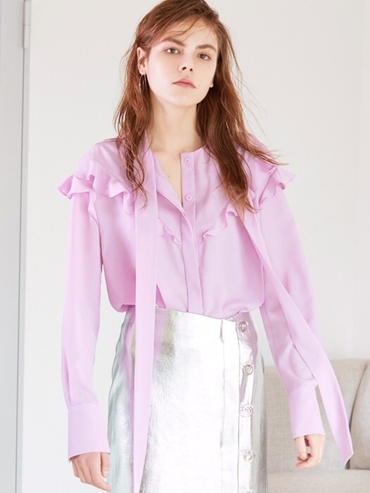 PUSSY BOW BLOUSE LILAC PINK