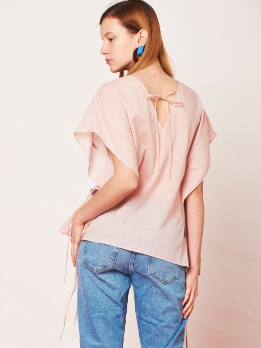 poncho blouse[white/pink/navy]