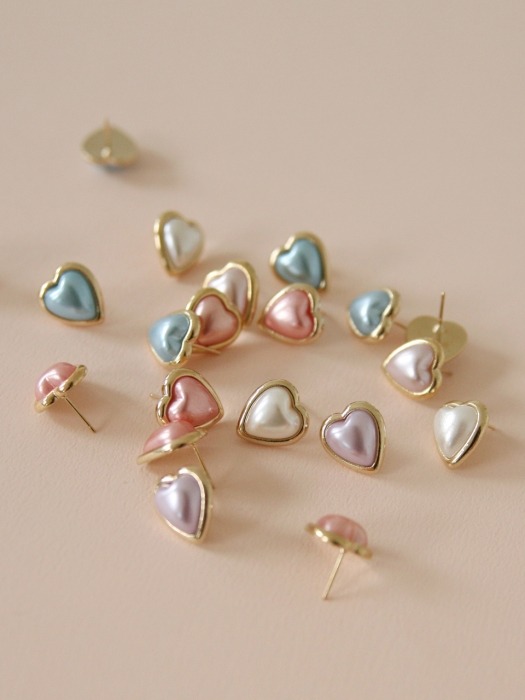 heart pearl earrings (4colors)