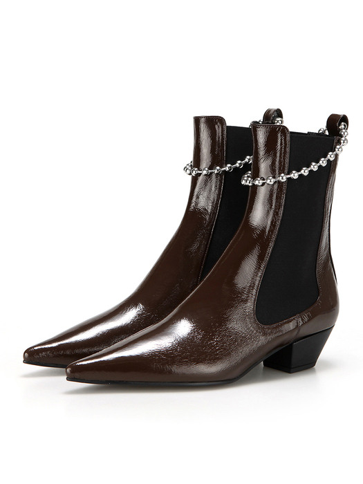 Extreme sharp toe chelsea boots | Glossy brown