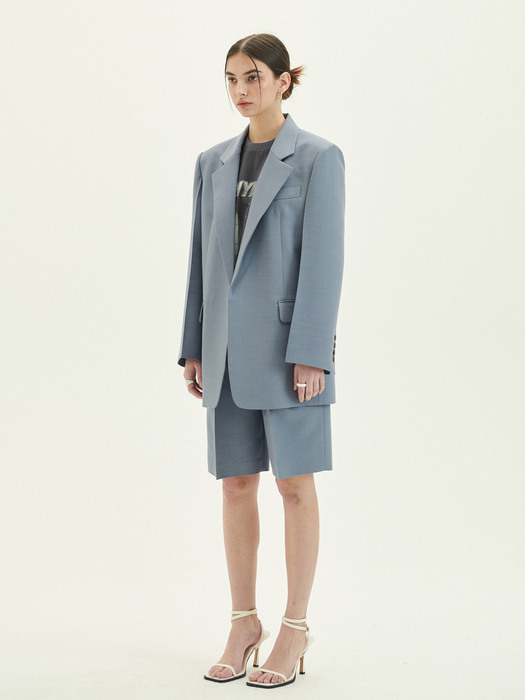 Structured Long Jacket Salvia Blue
