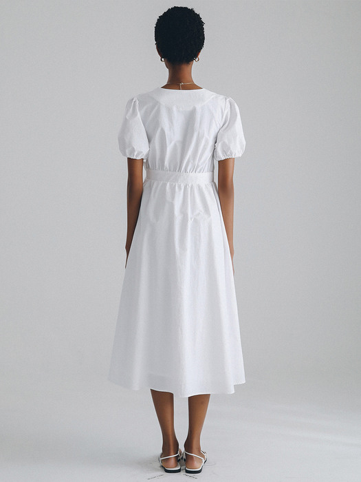 퍼프슬리브 랩 드레스(WHITE)