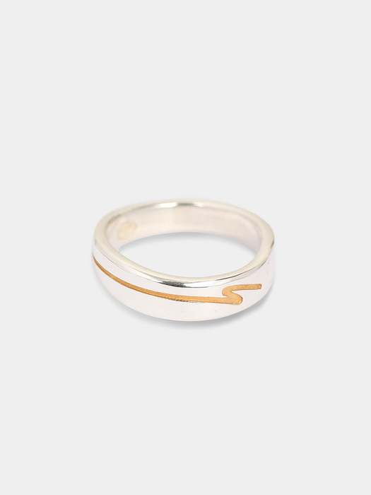 Heart gold line ring S (925 silver)