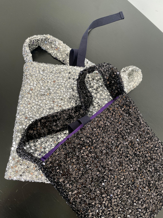 Spangle padding Mini Bag. Black