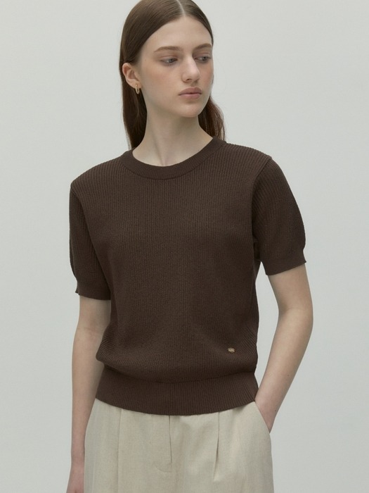 basic half sleeve knit - brown