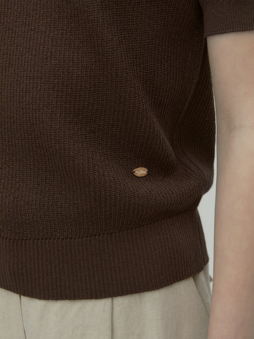 basic half sleeve knit - brown