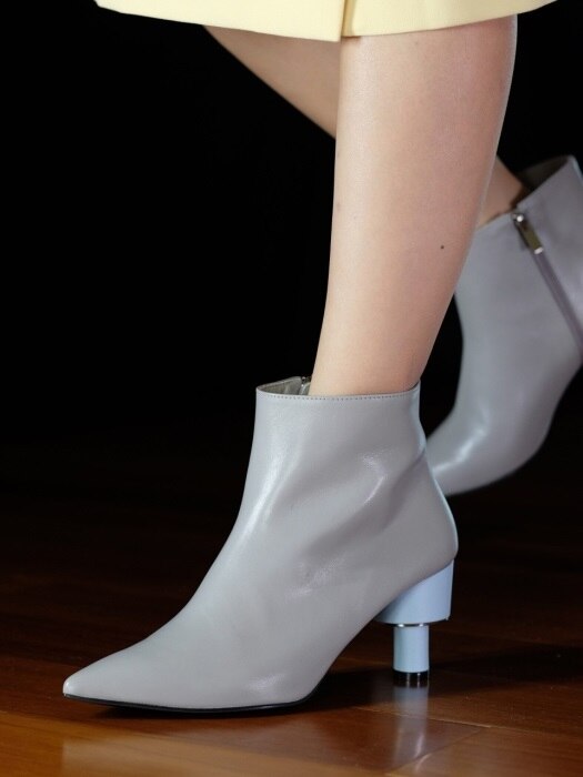 ODD HEEL 70 ANKLE BOOTS IN GREY AND BABY BLUE LEATHER