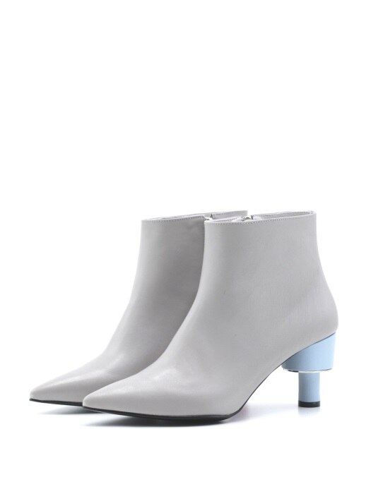 ODD HEEL 70 ANKLE BOOTS IN GREY AND BABY BLUE LEATHER