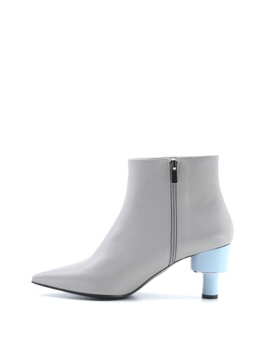 ODD HEEL 70 ANKLE BOOTS IN GREY AND BABY BLUE LEATHER
