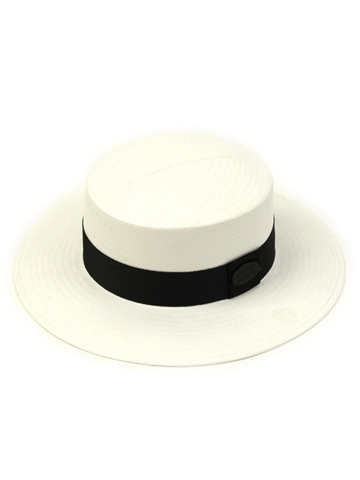 White Flat Long Panama Hat BK 여름페도라