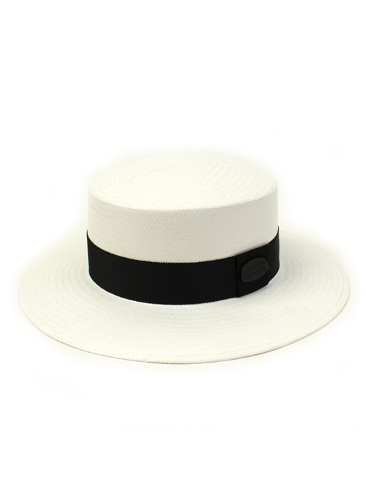 White Flat Long Panama Hat BK 여름페도라