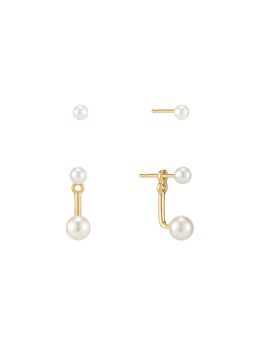 [Silver925][2SET] Pearl Ear Jaket Earring SET_SE0142