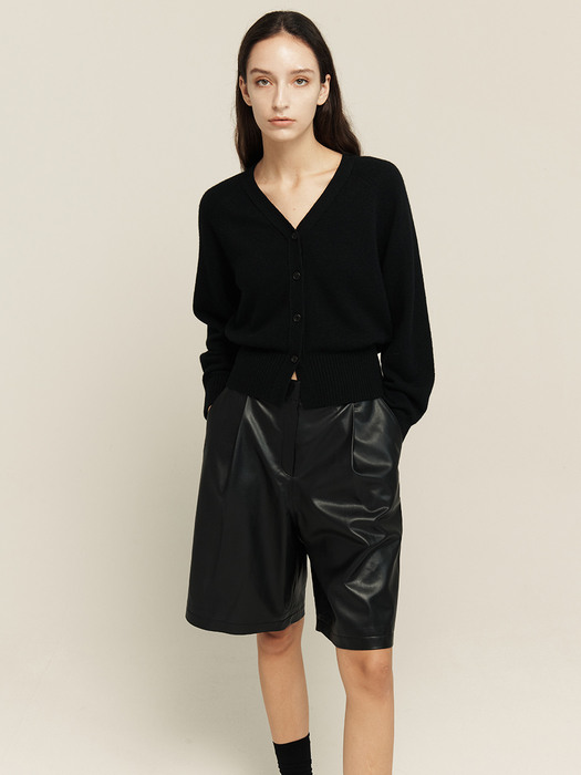 [Day-wool] Eco Leather Bermuda Pants