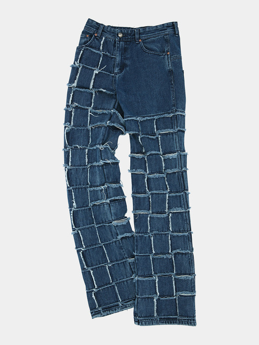 NEW PATCHWORK WIDE-LEG JEANS apa726m(WASHED BLUE)