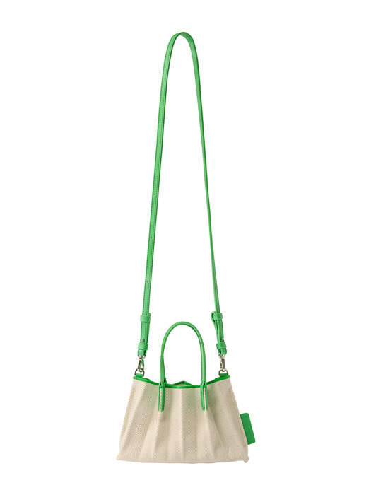 Lucky Pleats Canvas Leaf Baby Bag Permanent Green