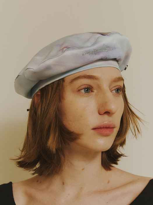 [The shelter] Marble satin beret