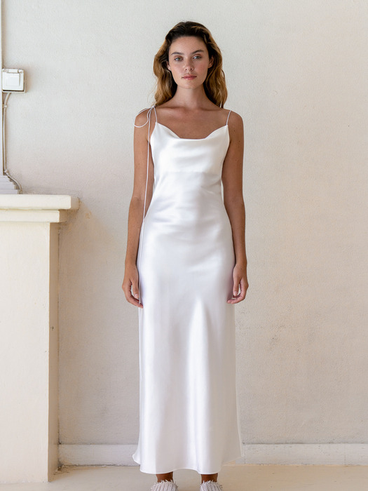 Kristen White Satin Slip Dress