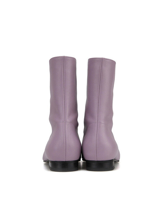 Squared toe front zip flat boots | Heather
