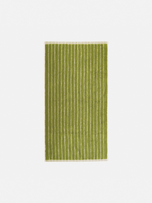 Face Towel - Stripe Greenolive Reverse