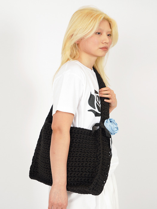Black Crochet Cross Bag